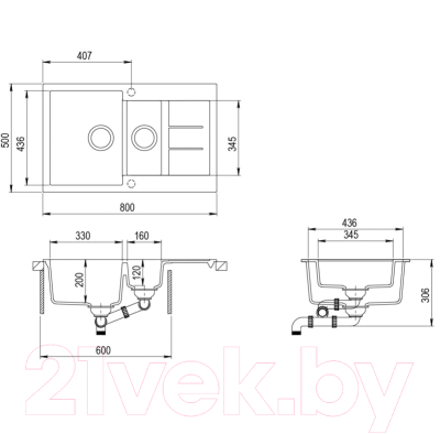 Мойка кухонная Aquasanita SQT151AW (альба)