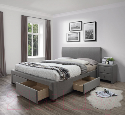 Полуторная кровать Halmar Modena 140x200 (серый)
