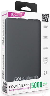 Портативное зарядное устройство PARTNER Slim 5000mAh / 036787