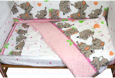 Комплект постельный для малышей Баю-Бай Слоники / К60-С1 (розовый)