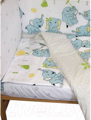 Комплект постельный для малышей Баю-Бай Слоники / К60-С5 (серый)