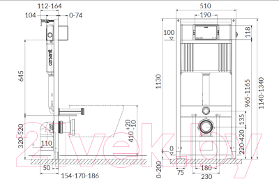 Инсталляция для унитаза Cersanit Aqua 50 Slim IN-MZ-AQ50-SL-PN-QF-GL + P-BU-ACN-CIR-PN/Cg