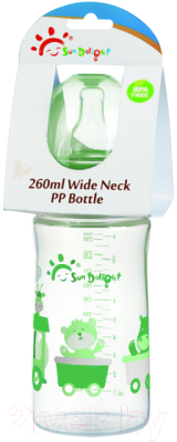 Бутылочка для кормления Sun Delight С широким горлышком / 31497 (260мл, зеленый)