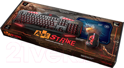 Клавиатура+мышь Qumo Axe Strike (с ковриком)