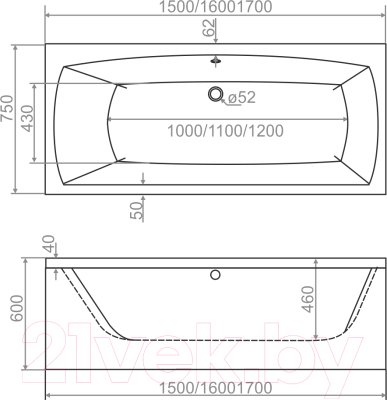 Ванна акриловая Domani-Spa Clarity 150x75 (с экраном)