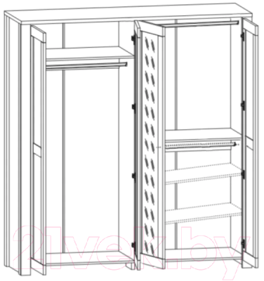Шкаф BMK Антверпен II 4D (ясень снежный/дуб мореный)