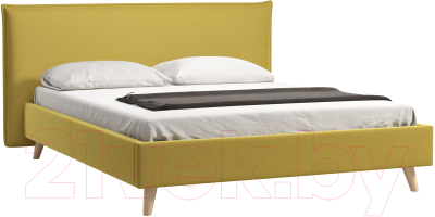 Двуспальная кровать Woodcraft Кьево-Н 160 вариант 4 с ПМ (горчичный велюр)