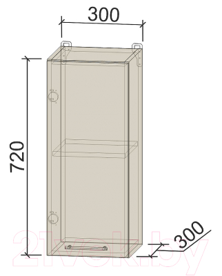 Шкаф навесной для кухни Интерлиния Компо ВШ30-720-1дв (вудлайн кремовый)