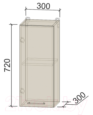 Шкаф навесной для кухни Интерлиния Компо ВШ30-720-1дв (дуб золотой)