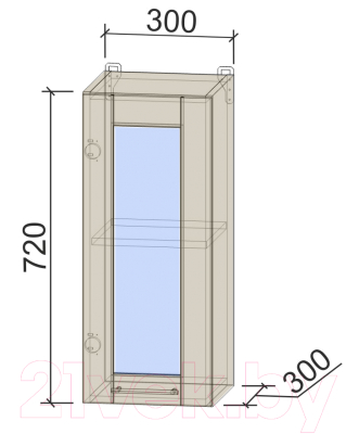 Шкаф навесной для кухни Интерлиния Компо ВШ30ст-720-1дв (серебро)