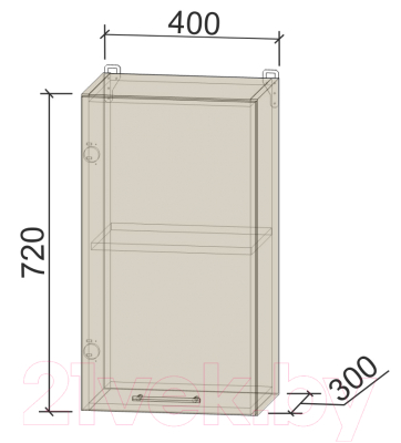 Шкаф навесной для кухни Интерлиния Компо ВШ40-720-1дв (вудлайн кремовый)