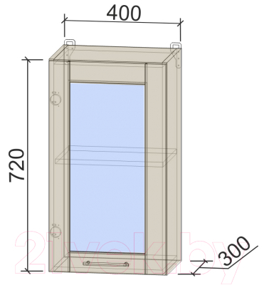 Шкаф навесной для кухни Интерлиния Компо ВШ40ст-720-1дв (дуб молочный)