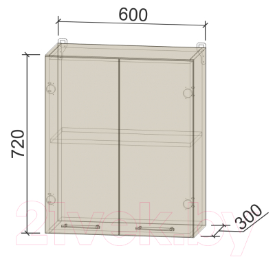 Шкаф навесной для кухни Интерлиния Компо ВШ60-720-2дв (дуб золотой)