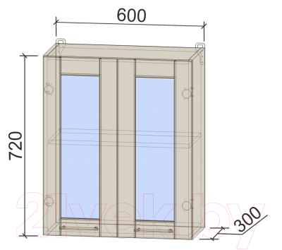 Шкаф навесной для кухни Интерлиния Компо ВШ60ст-720-2дв (дуб белый)