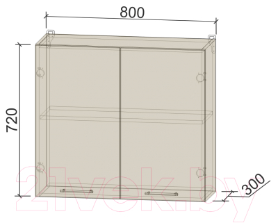 Шкаф навесной для кухни Интерлиния Компо ВШ80-720-2дв (вудлайн кремовый)