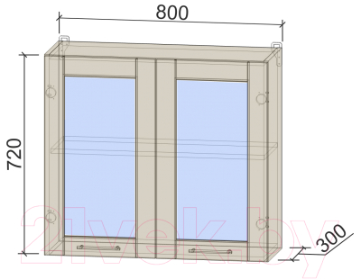 Шкаф навесной для кухни Интерлиния Компо ВШ80ст-720-2дв (красный)