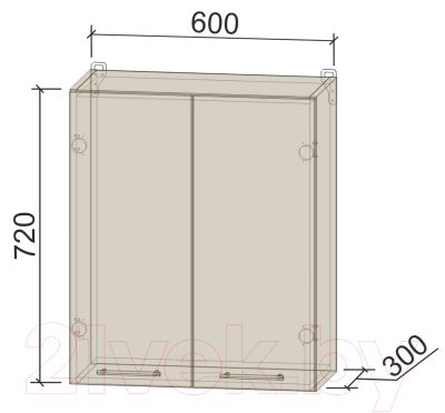 Шкаф навесной для кухни Интерлиния Компо ВШС60-720-2дв (вудлайн кремовый)
