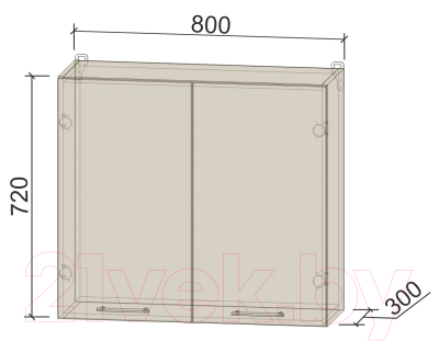 Шкаф навесной для кухни Интерлиния Компо ВШС80-720-2дв (дуб золотой)