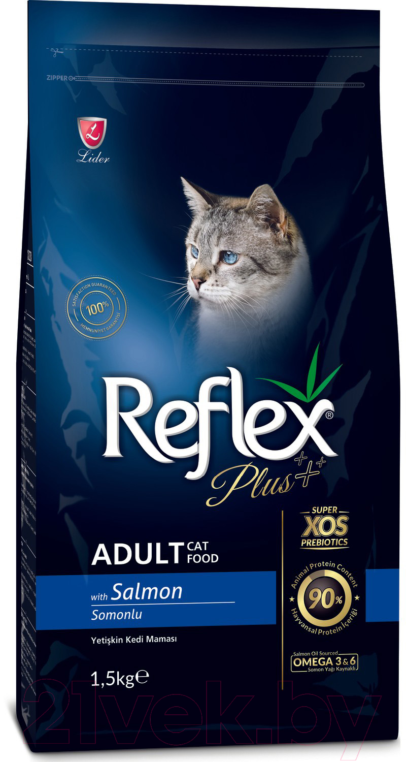 Корм для кошек Reflex Plus с лососем (15кг)