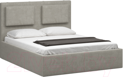 Двуспальная кровать Woodcraft Анжер-П 160 вариант 4 с ПМ (серый вельвет)