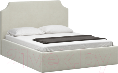 Двуспальная кровать Woodcraft Довиль-П 160 вариант 1 с ПМ (белый бархат)