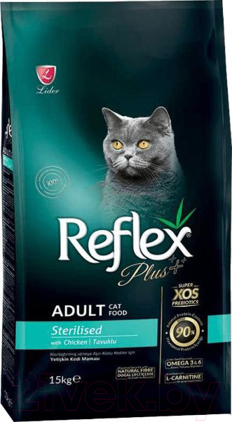 Корм для кошек Reflex Plus Cat Sterilised с курицей (15кг)