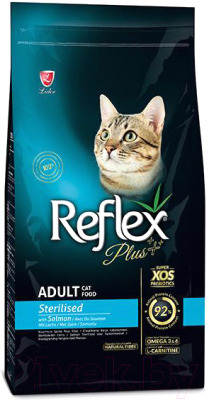 Сухой корм для кошек Reflex Plus Cat Sterilised с лососем (1.5кг)