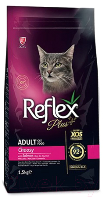 Сухой корм для кошек Reflex Plus для привередливых кошек с лососем (1.5кг)