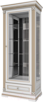 Шкаф с витриной WellMaker Патриция Элегант ШВ1-80 (альпийский/латунь)