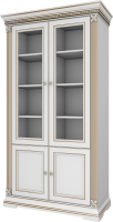 Шкаф с витриной WellMaker Патриция Элегант ШП2-100 (альпийский/латунь) - 
