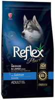 Сухой корм для собак Reflex Plus для средних и крупных пород с лососем (15кг) - 