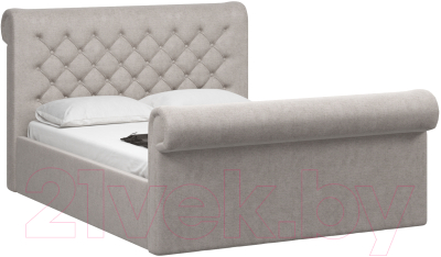 Двуспальная кровать Woodcraft Рердаль-П 160 вариант 2 с ПМ (искусственная шерсть / топленое молоко)