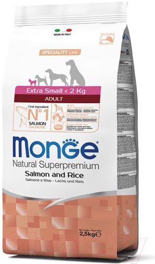 Сухой корм для собак Monge Dog Extra Small Adult Salmon & Rice (2.5кг)