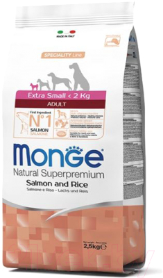 Сухой корм для собак Monge Dog Extra Small Adult Salmon & Rice (2.5кг)