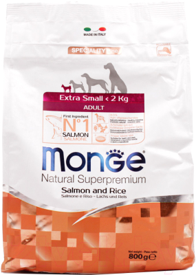 Сухой корм для собак Monge Dog Extra Small Adult Salmon & Rice (800г)