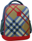 Школьный рюкзак Mike&Mar 1010-4 (бежевая клетка/красный кант) - 