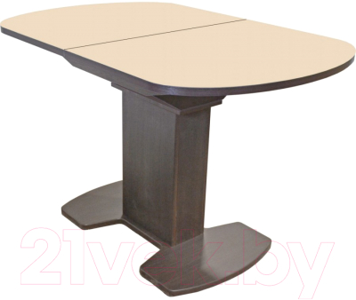 Обеденный стол Аврора Корсика стекло 110-141.5x70 (венге/молочный)
