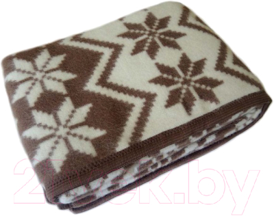 Одеяло Klippan Снежинки коричневый 140x205 (шерсть)