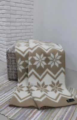 Одеяло Klippan Снежинки коричневый 140x205 (шерсть)
