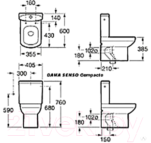 Унитаз напольный Roca Dama Senso Compacto A342519000 + 734151B000 + ZRU9000040