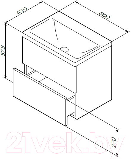 Тумба с умывальником AM.PM Gem M90FHX06022WG + M90WCC0602WG