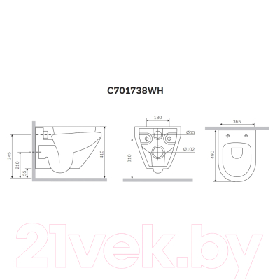 Унитаз подвесной с инсталляцией AM.PM Spirit C701738WH + C707858WH + S-IN-MZ-VECTOR + P-BU-ENT/Wh