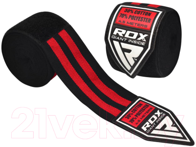 Боксерские бинты RDX Pro HWP-1BR (черный/красный)