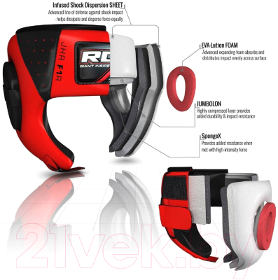 Боксерский шлем RDX JHR-F1R (красный)