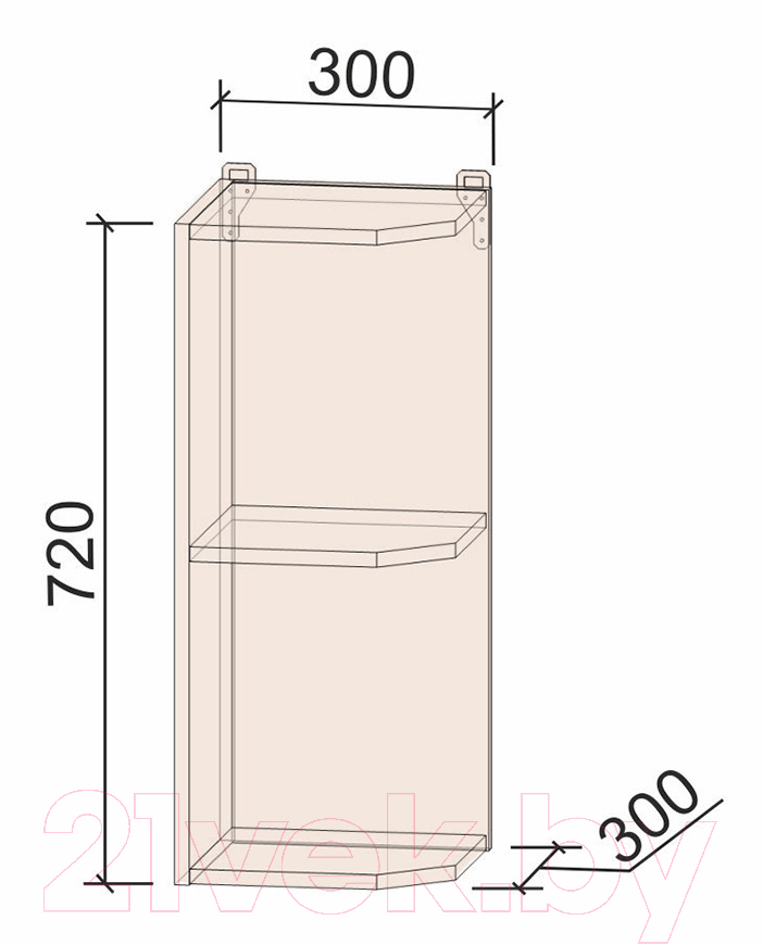 Угловое окончание для кухни Интерлиния Компо ВПз30-720 (серый)