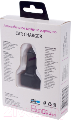 Изображение товара Зарядное устройство автомобильное PARTNER ПР033320 USB 5.2A/3 USB (черное)