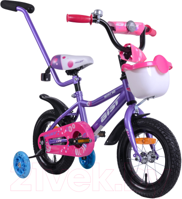 Детский велосипед с ручкой AIST Wiki 12 (фиолетовый)