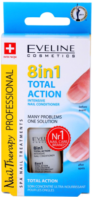 Лак для укрепления ногтей Eveline Cosmetics Nail Therapy Professional здоровые ногти 8 в 1 (12мл)