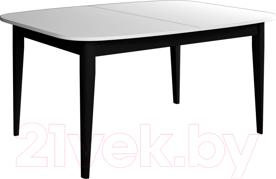 Обеденный стол Васанти Плюс Партнер ПС-29 110-150x70 М (белый матовый/черный)