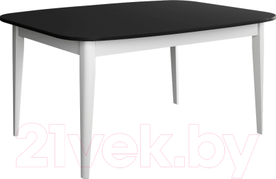 Обеденный стол Васанти Плюс Партнер ПС-31 110-150x70 М (черный матовый/белый)